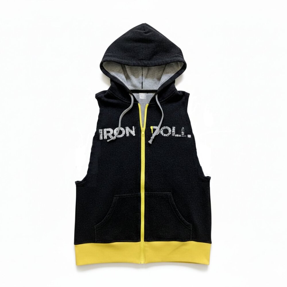 IRON DOLL - Vintage Zip-Up Sleeveless Hoodie - Racerback Roller Derby Small